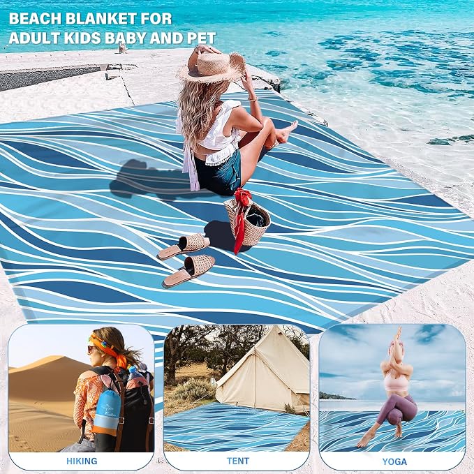Famstar Beach Blanket Oversized Extra Large78 X 110", Waterproof Sandproof - Image 5
