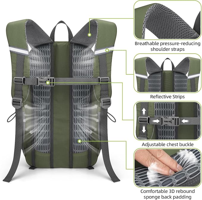 RealCool Hiking Backpack for Men Women, 20L Lightweight Waterproof Travel - Image 4