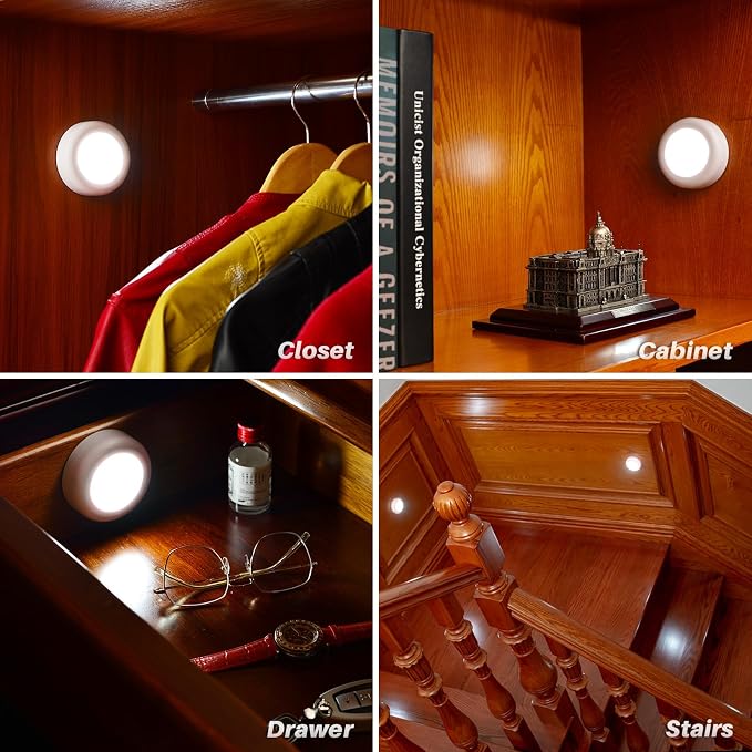 STAR-SPANGLED 3 Pack 3.1” Motion Sensor Lights Indoor AA Battery Operated - Image 7