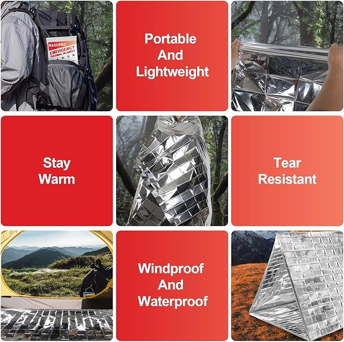 9 Pack Emergency Blankets, Outdoor Survival Emergency Insulated Gear, Mylar - Image 7