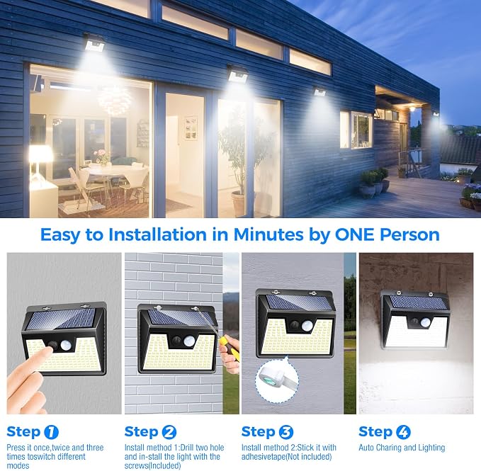 Peasur 18 Pack/140 LED Solar Lights, Outdoor Waterproof, 3 Lighting Modes - Image 8