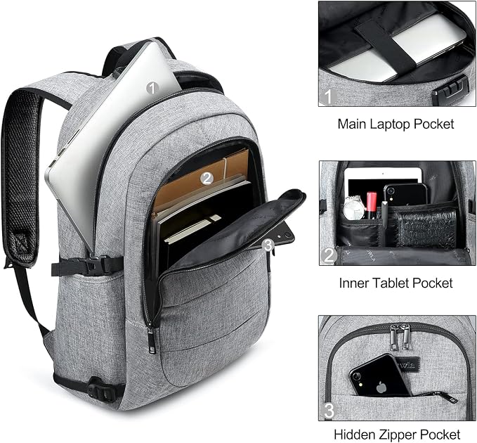 Tzowla Travel Laptop Backpack Water Resistant Anti-Theft Bag - Image 3