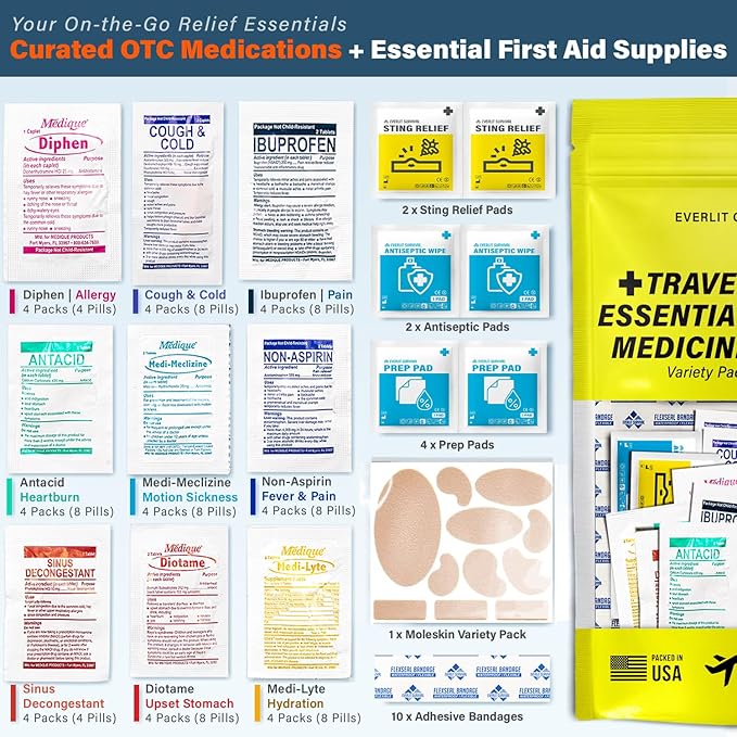 EVERLIT CARE Travel Essential Medicine First Aid Kit I Bonus Medical Supplies I - Image 2