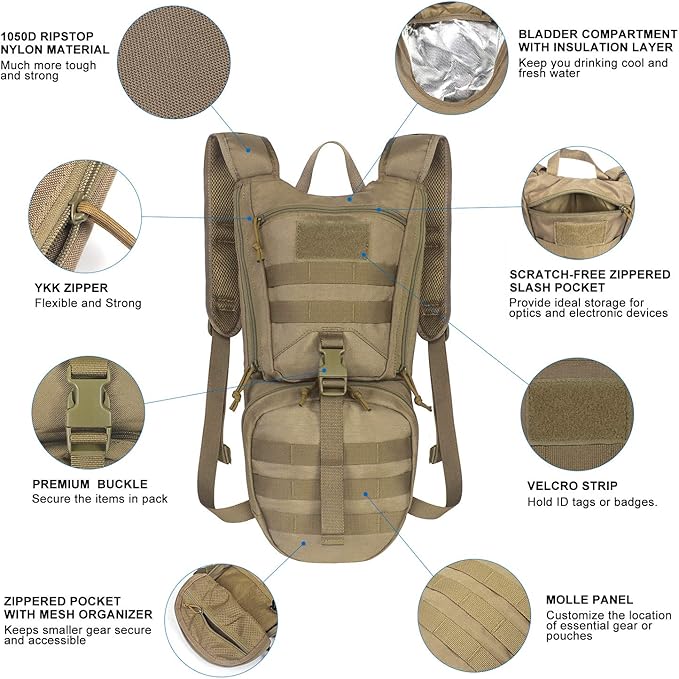 Unigear Tactical Hydration Packs Backpack 1050D - Image 2