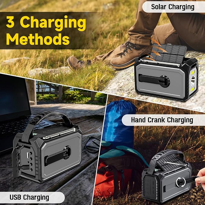59200mWh Emergency Radio - 16000mAh Portable Solar Hand Crank NOAA/AM/FM - Image 6