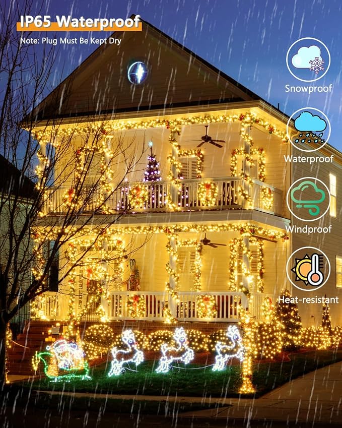 Upgrade 2Pack 500LED Solar String Lights Outdoor Waterproof, 180FT Solar Lights - Image 4