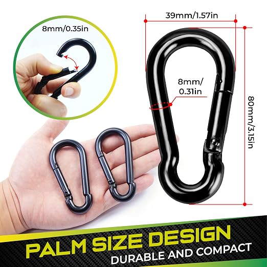 PAMAZY 6Pcs 3.15In Spring Snap Hooks 460LBS Capacity, Utility Hook Clip - Image 3