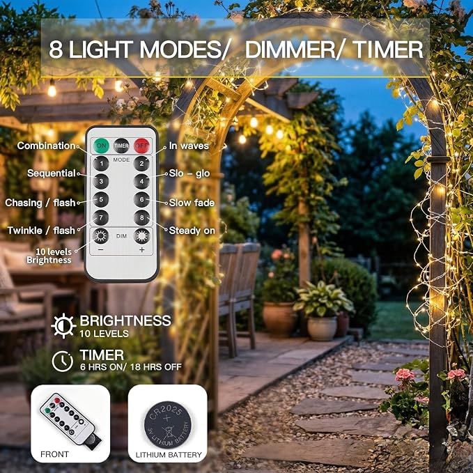 suddus 66ft 200 LED Outdoor String Lights, Fairy Lights Battery Operated - Image 2