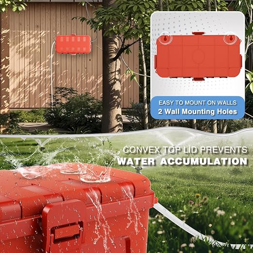 Flemoon Medium Outdoor Electrical Box, IP54 Waterproof Extension Cord Cover w/6 - Image 6