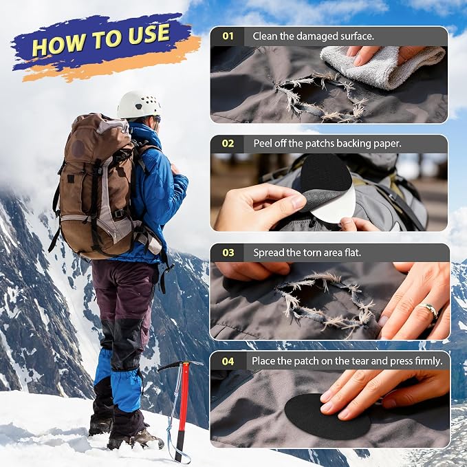 Down Jacket Repair Patch Kit, Outdoor Gear Tenacious Repair Tape, Self Adhesive - Image 6
