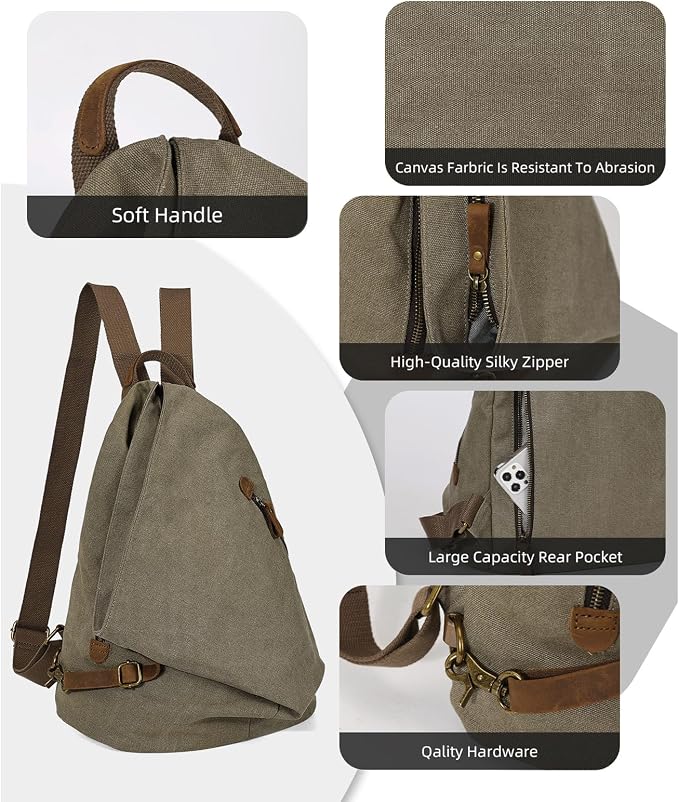 KL928 Canvas Vintage Backpack – Large Casual Daypack Outdoor Travel Rucksack - Image 3