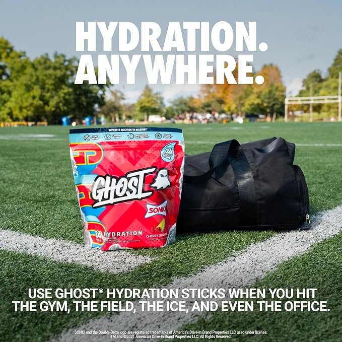 GHOST Hydration Packets, Sonic Cherry Limeade, 24 Sticks, Electrolyte Powder - Image 2