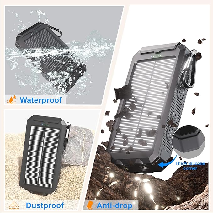 Solar Charger 20, Portable Power Bank, 4 Cables Outdoor Waterproof External - Image 7