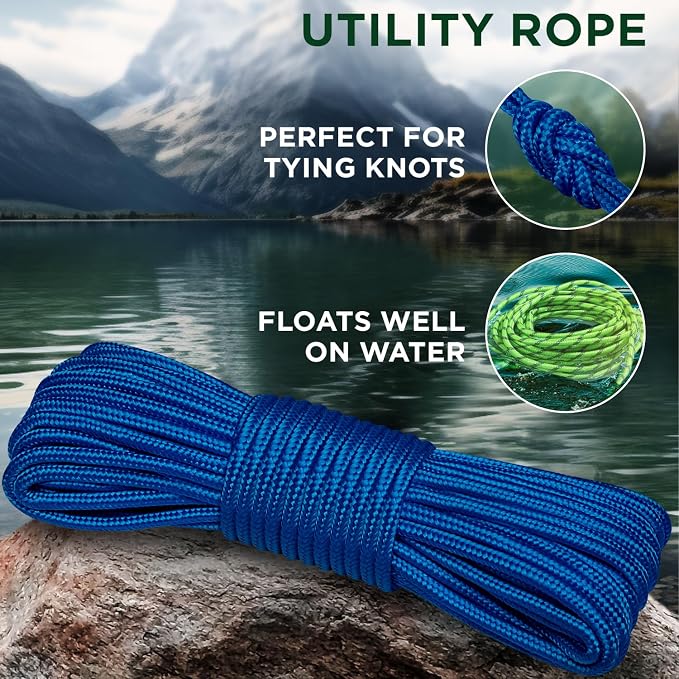 TECEUM Rope – 90 Feet x 3/8 Inch – Blue – Strong All-Purpose Utility Rope – - Image 3