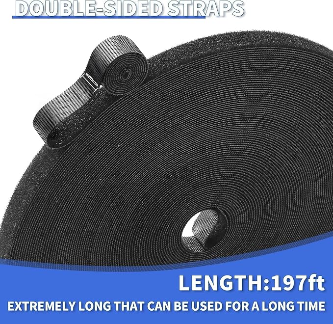 1/2In x 500Ft Reusable Cable Ties Hook and Loop Roll | Tie Down Straps - Image 5