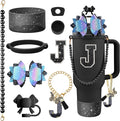 9PCS Black for Stanley Cup Accessories Set Bling Initials Bow Charms for by Unknown