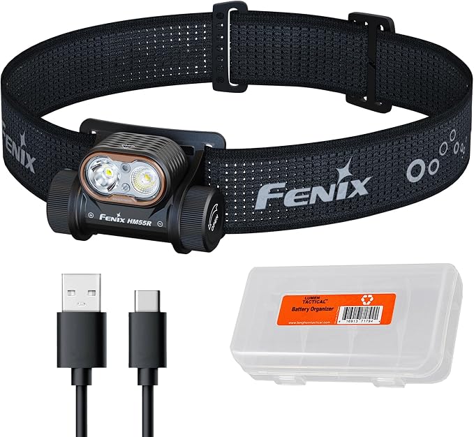 Fenix HM55R Rechargeable Headlamp, 1200 Lumen Spotlight Floodlight & Red Light by Fenix