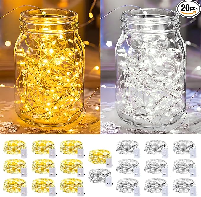 20 Pack LED Fairy Lights Battery Operated, 3 Features Blinking Slowly Blinking by Adamonda