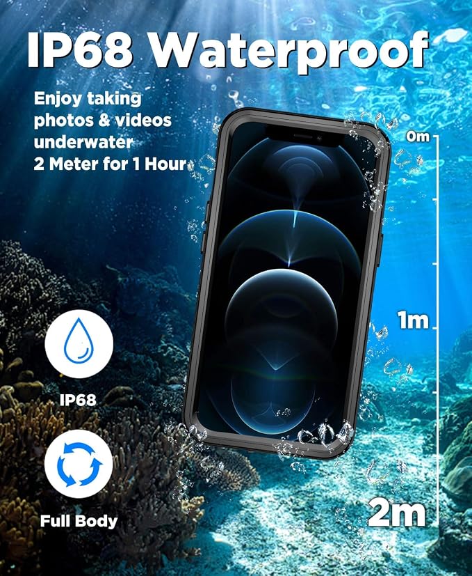 Beeasy for iPhone 12 Pro Max Waterproof Case, 360 Full Body Heavy Duty Phone - Image 3