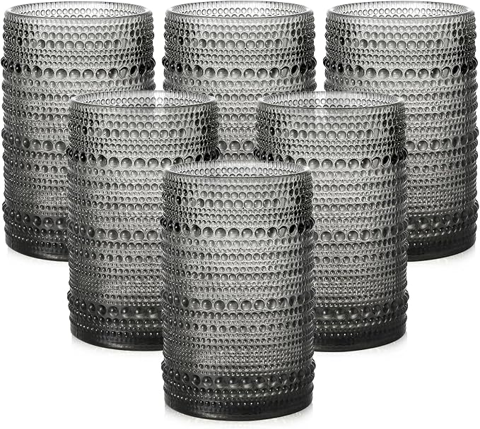 ZMOWIPDL Vintage Glassware Drinking Glasses Set of 6, 15 oz Hobnail Glass Cups by ZMOWIPDL