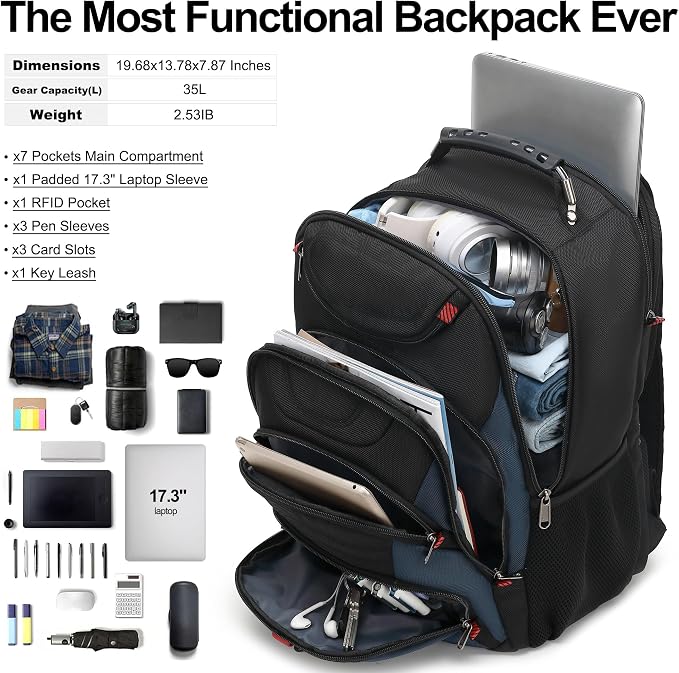 Boavan Laptop Backpack for men, 17.3 inch Laptop Bag - Image 5