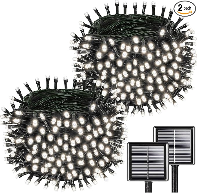 Upgrade 2Pack 200LED Solar String Lights by KAQ