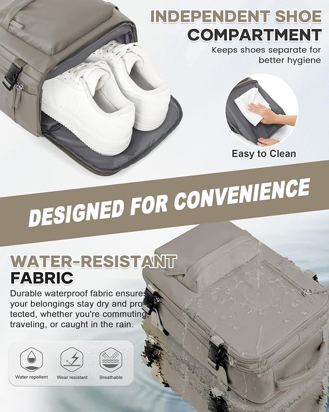 WONHOX Large Travel Backpack Carry on Flight Approved Laptop Work Business - Image 3