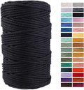 Black Cotton Macrame Cord, 4mm x 109Yards, Crafts & More by AestheticDesignforYou