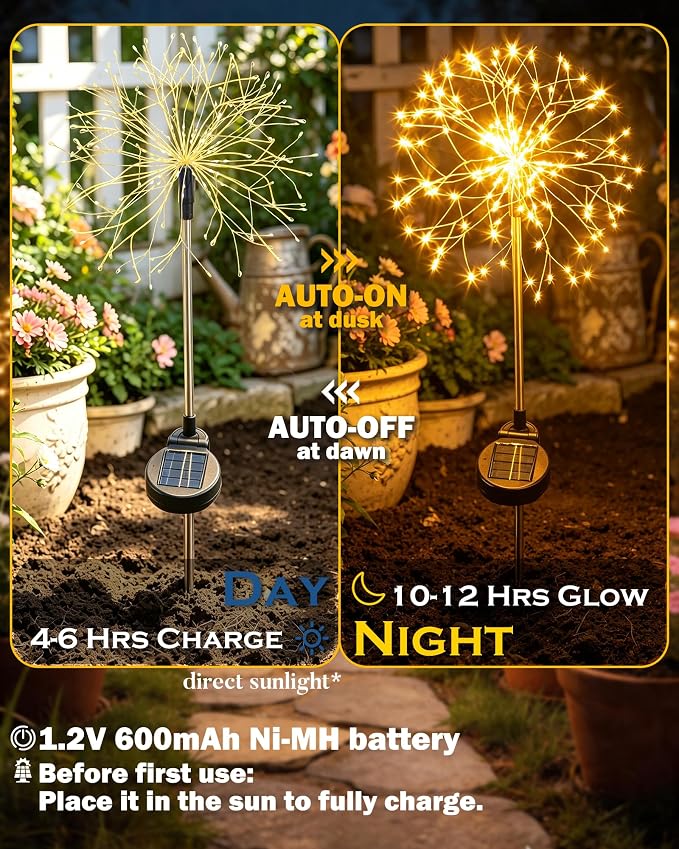 Solar Garden Lights Outdoor Yard Decorations, 8 Pack 150Leds Pathway Lights - Image 7