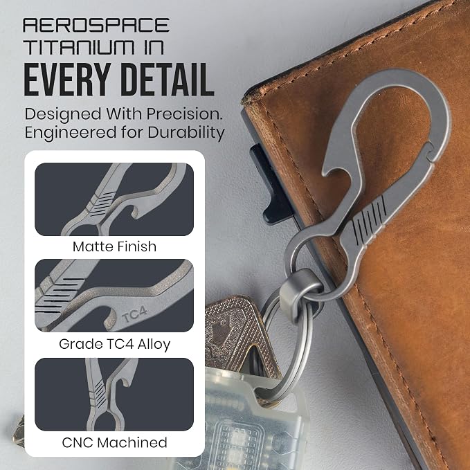 Titanium Carabiner Keychain Hook – Ultra-Light and Strong 2-Pack EDC Carabiner - Image 5