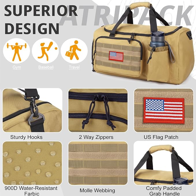Tactical Gym Bag for Men, 40L Large Capacity Duffle Bags - Image 6