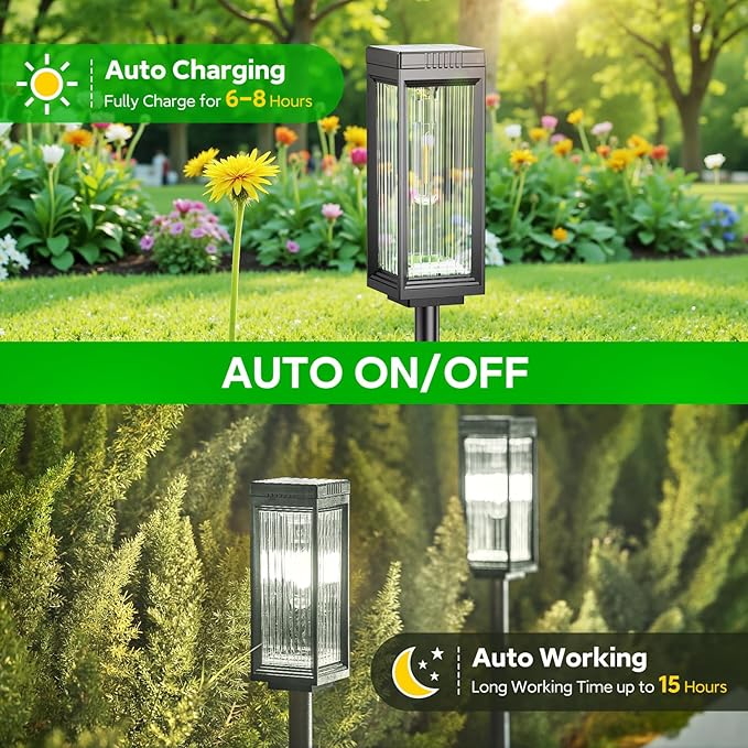 ELECLINK Solar Pathway Lights Outdoor, 4 Pack Upgraded Solar Lights Outdoor - Image 5