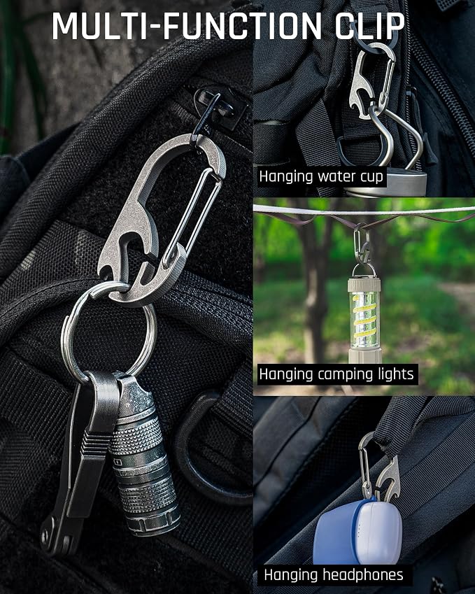 TISUR Titanium Carabiner Keychain Clip, Anti-Lost Key Ring Holder, Self-Locking - Image 6
