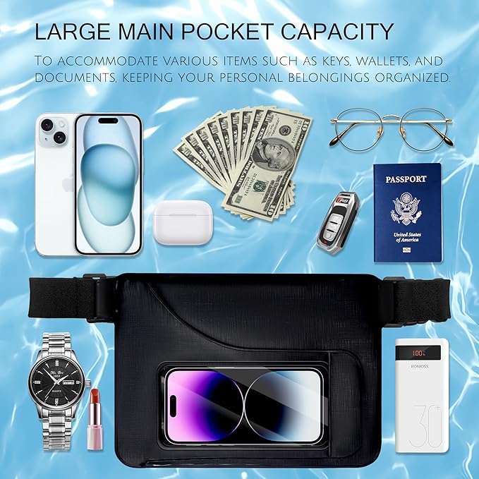 Waterproof bag Fanny Pack with Phone Case, Water proof Phone Pouch Dry Bag Keep - Image 6
