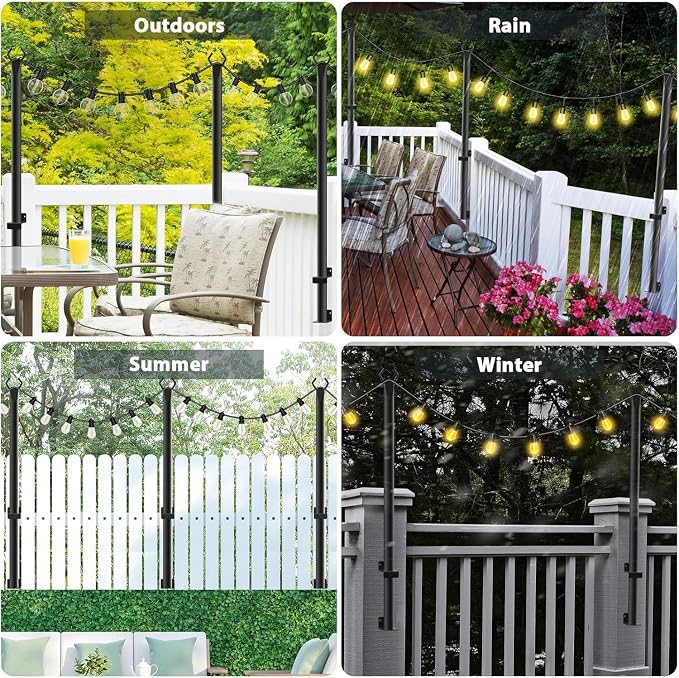 NUERPO 6 Pack String Light Poles, 5Ft Metal Poles - Image 2