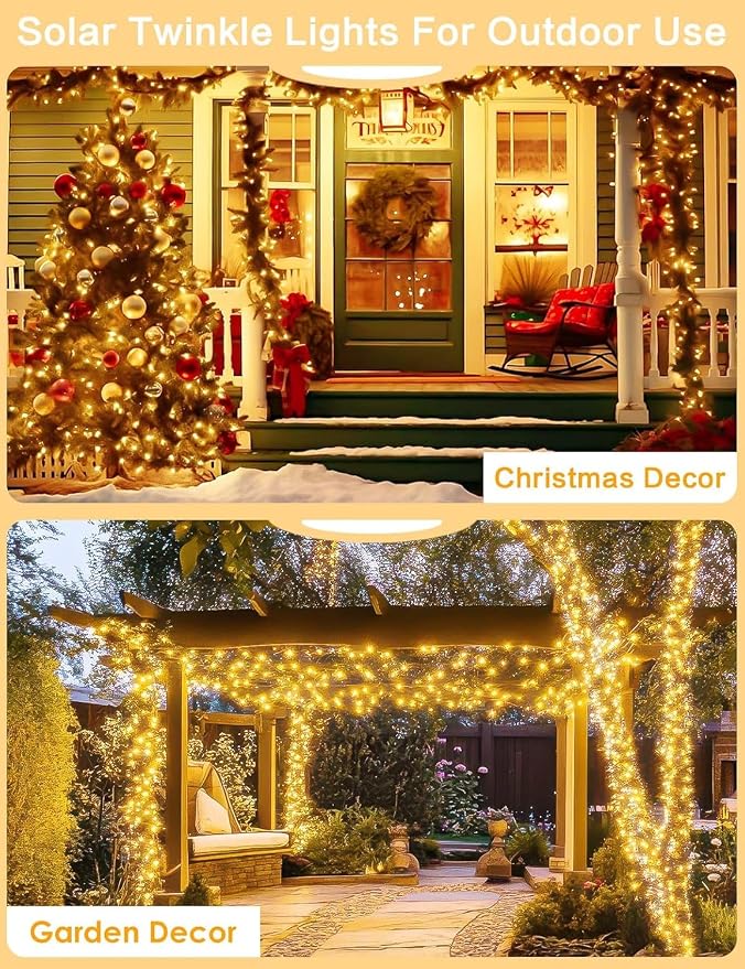 Solar Christmas String Lights Outside, 3 Pack Total 120FT 300 LED Solar Garden - Image 6