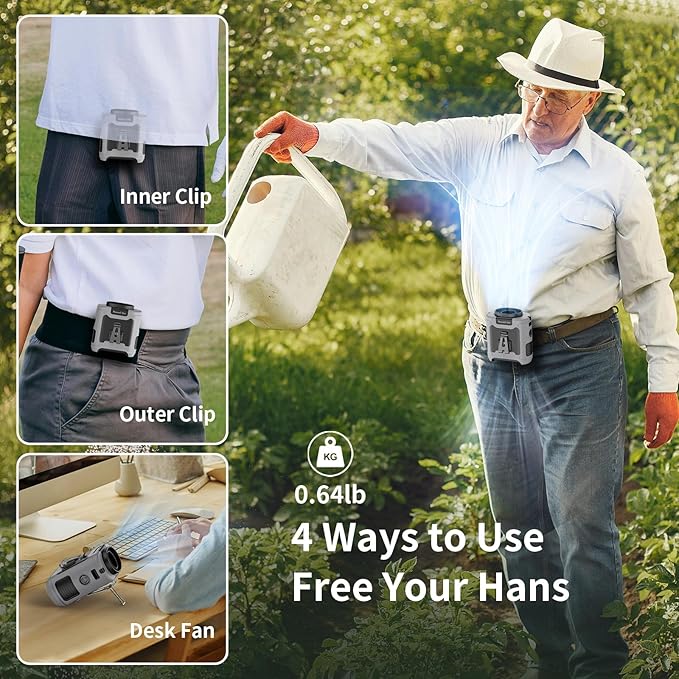 Socool 10000mAh Portable Waist Fan Clip on Wearable Belt Personal Fan - Image 3