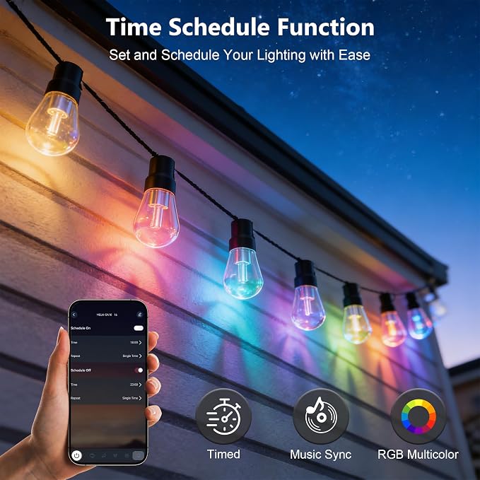 Beizelte Outdoor String Lights, 200FT RGB+IC Outside Light Dimmable - Image 7