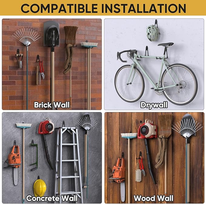 TICONN 12 Pack Heavy Duty Garage Hooks, Steel Utility Wall Storage Hooks - Image 8