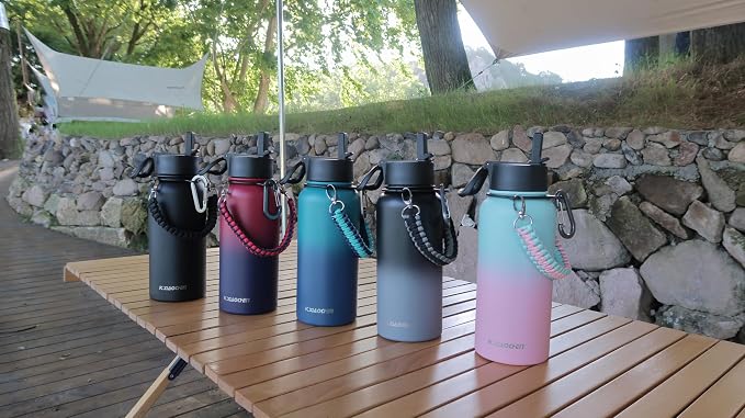 KXIAOCHEN Insulated Water Bottle, Stainless Steel Water Bottle, 2 Lids - Image 9