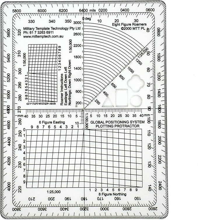 GPS Map Plotting Protractor — Military Map Marking | Coordinate Scale | Degrees - Image 2