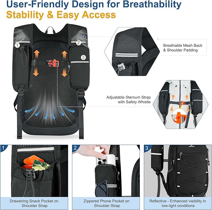 BECOJADDE Hiking Backpack 15L Small Backpack Packable Day pack Water Resistant - Image 2