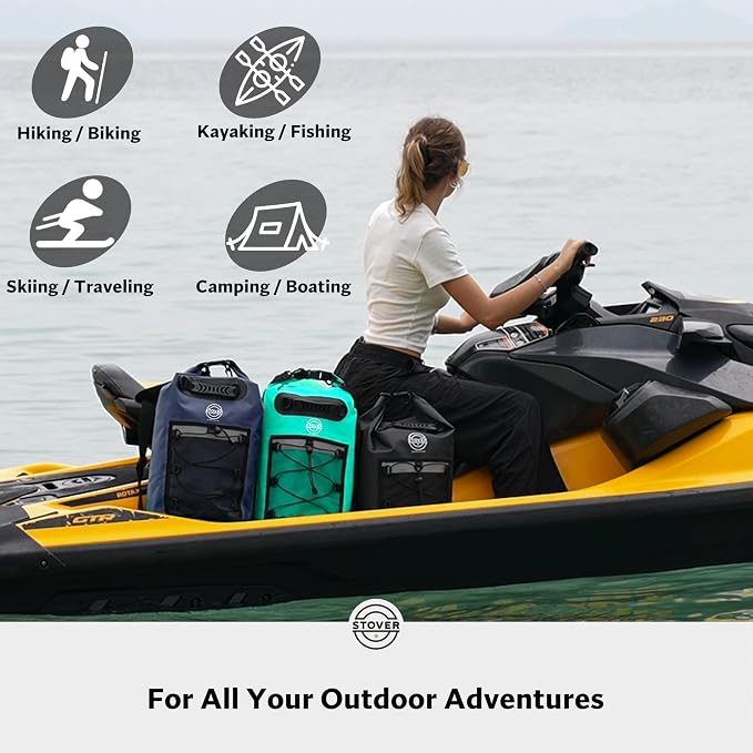 STOVER 5/10/25/30/40/55L Waterproof Dry Bag- Roll-Top Backpack w/Phone Case- - Image 6