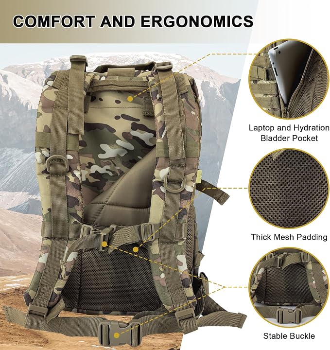 Hannibal Tactical MOLLE Assault Backpack, Tactical Backpack Military Army - Image 5