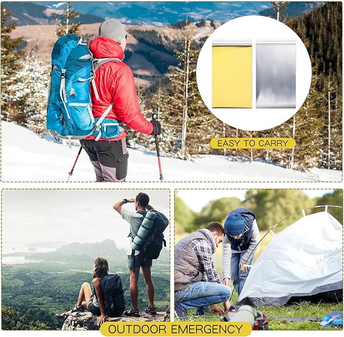 Macarrie 100 Pack Emergency Thermal Blankets Silver Foil Survival Blanket Kit - Image 6
