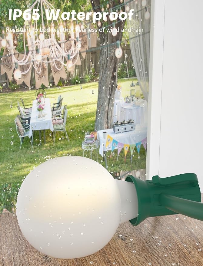 SUNSGNE 25Ft Globe Christmas Lights Outdoor, G40 LED Round Christmas Lights - Image 5
