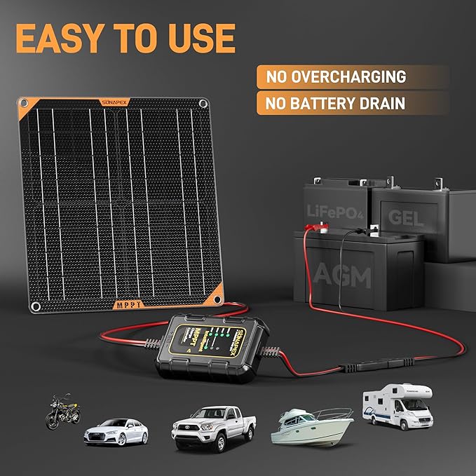 SUNAPEX 12V 30 Watt Solar Trickle Charger Maintainer - Image 6