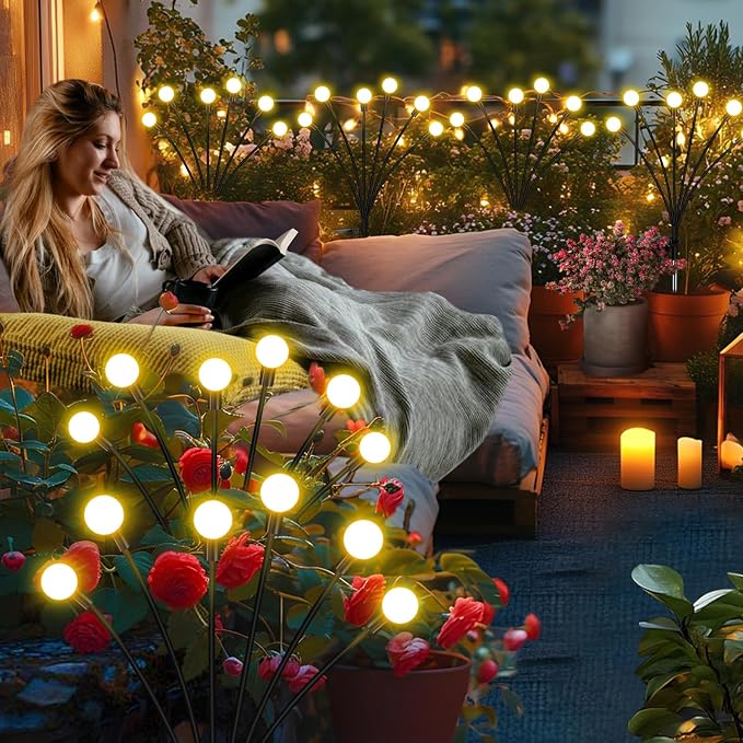 ZFNN Solar Garden Lights Outdoor, 8 Pack Solar Firefly Lights, Starburst - Image 4