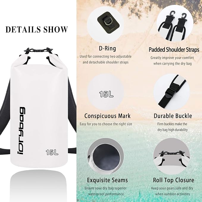 IDRYBAG Dry Bag for Kayaking Waterproof 2L/5L/10L/15L/20L, Small Dry Sack - Image 2