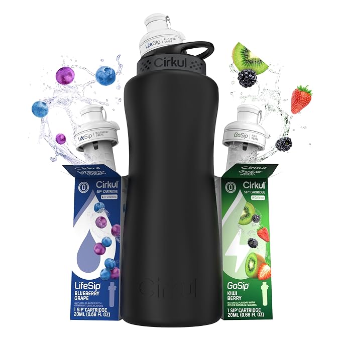 Cirkul 32oz. Matte Black Stainless Steel Water Bottle Starter Kit by Cirkul